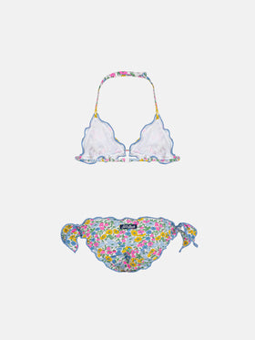 Cris classic triangle bikini with Poppy and Daisy print | MADE WITH LIBERTY FABRIC - MC2 Saint Barth