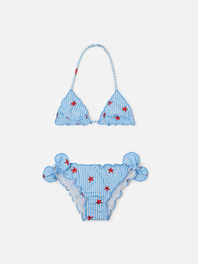 Cris klassischer Triangel-Bikini mit Seestern- und Streifenmuster