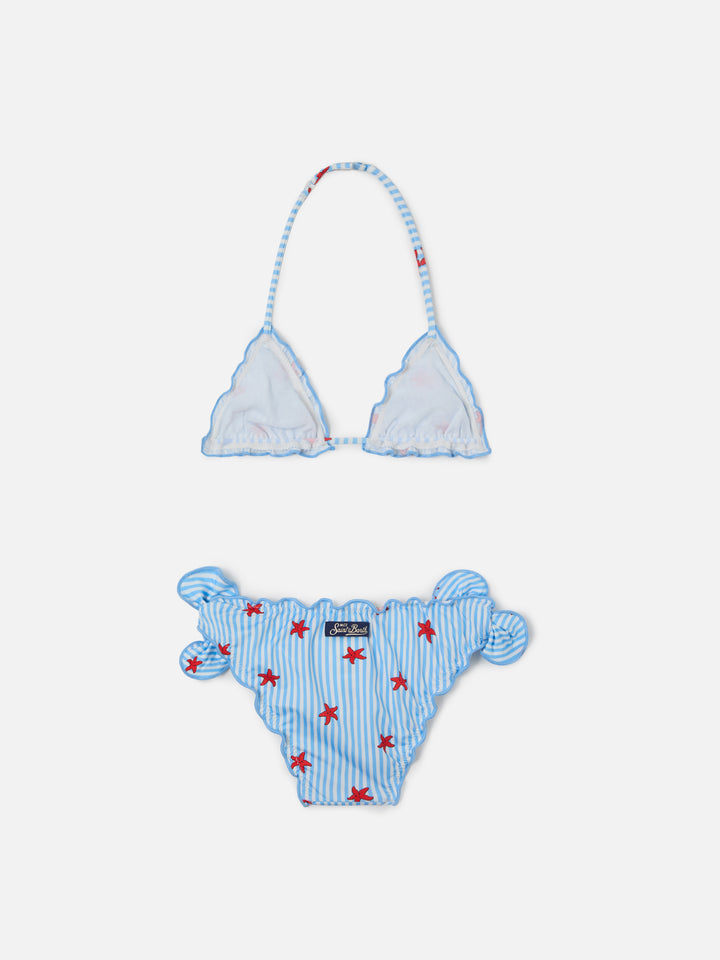 Cris klassischer Triangel-Bikini mit Seestern- und Streifenmuster