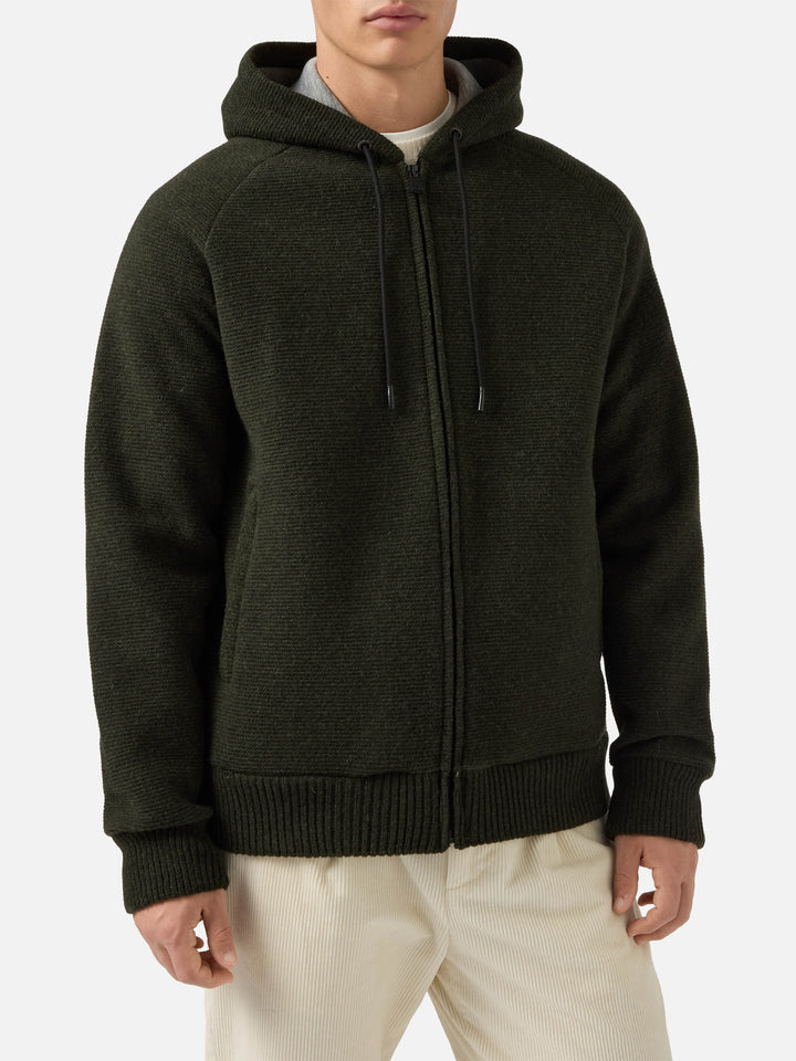 Carrell Strickjacke mit Reißverschluss und Kapuze in Militärgrün