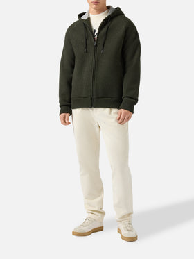 Carrell Strickjacke mit Reißverschluss und Kapuze in Militärgrün