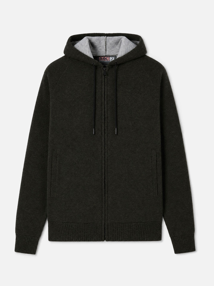 Veste en maille Carrell avec zip et capuche vert militaire 