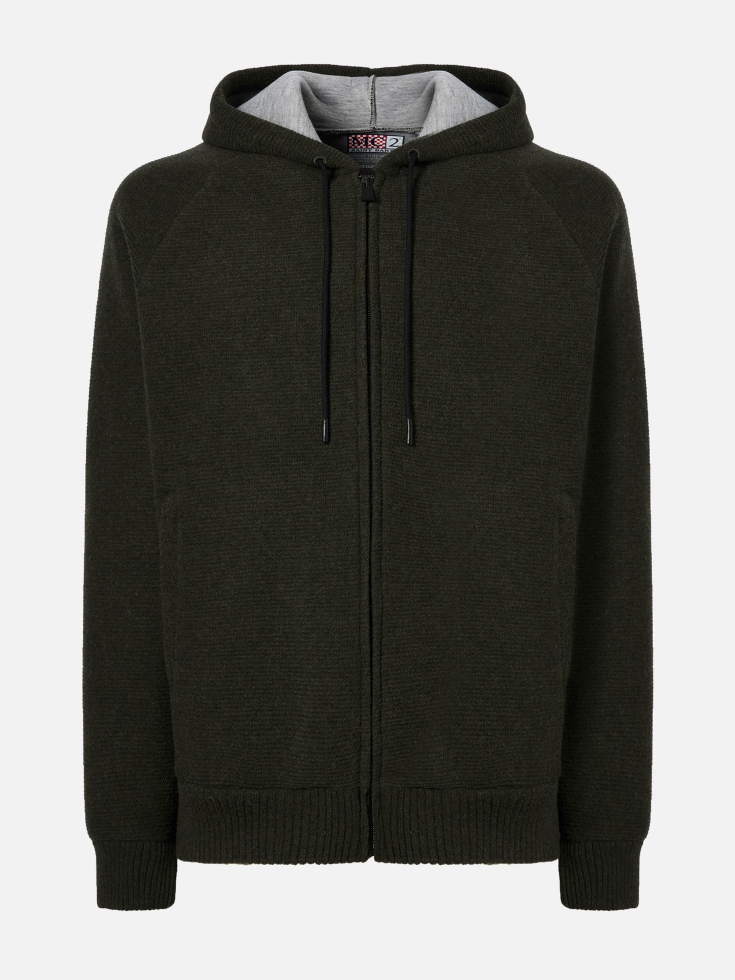 Carrell Strickjacke mit Reißverschluss und Kapuze in Militärgrün