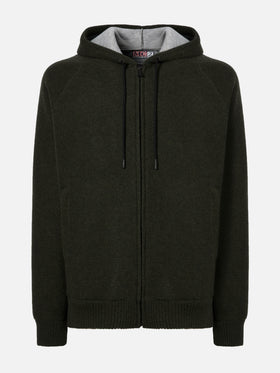 Carrell Strickjacke mit Reißverschluss und Kapuze in Militärgrün