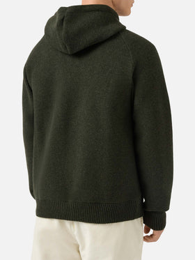 Carrell Strickjacke mit Reißverschluss und Kapuze in Militärgrün
