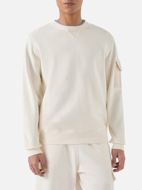 Felpa Chester in cotone crema con tasca applicata