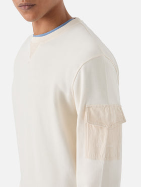 Felpa Chester in cotone crema con tasca applicata
