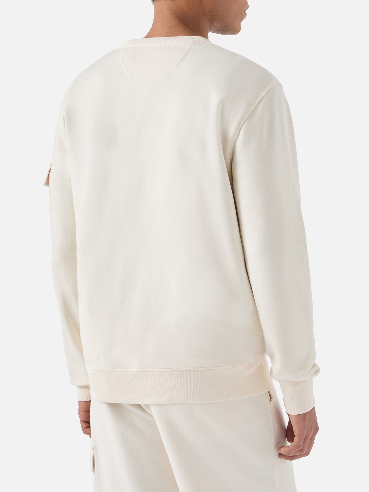 Felpa Chester in cotone crema con tasca applicata