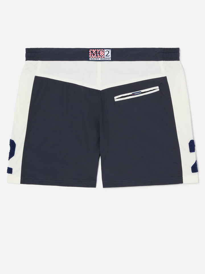 Herren-Badeshorts mit Bändern und Aufnäher