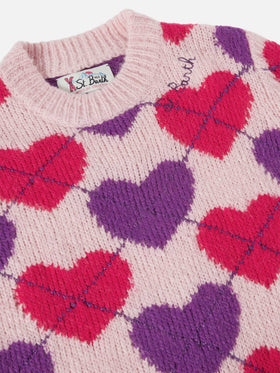 Gestricktes Kleid Cutie Soft mit halbem Rollkragen und Argyle-Jacquard 