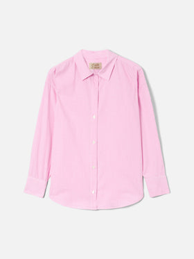 Chemise Cristal rose à rayures avec broderie Meet Me In Saint Barth 