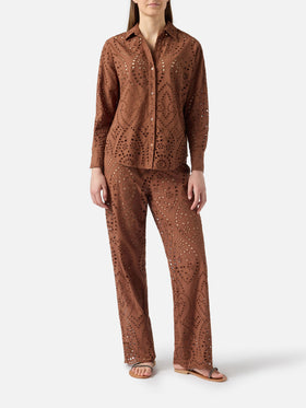 Brown broderie anglaise cotton Cristal shirt