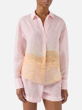Cristal ramie shirt with sunset print