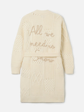 Maxi-Cardigan Daba mit Stickerei und Gürtel