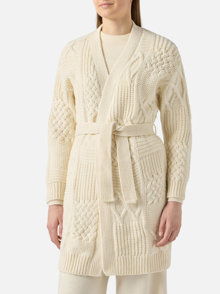 Maxi cardigan Daba with embroidery and belt