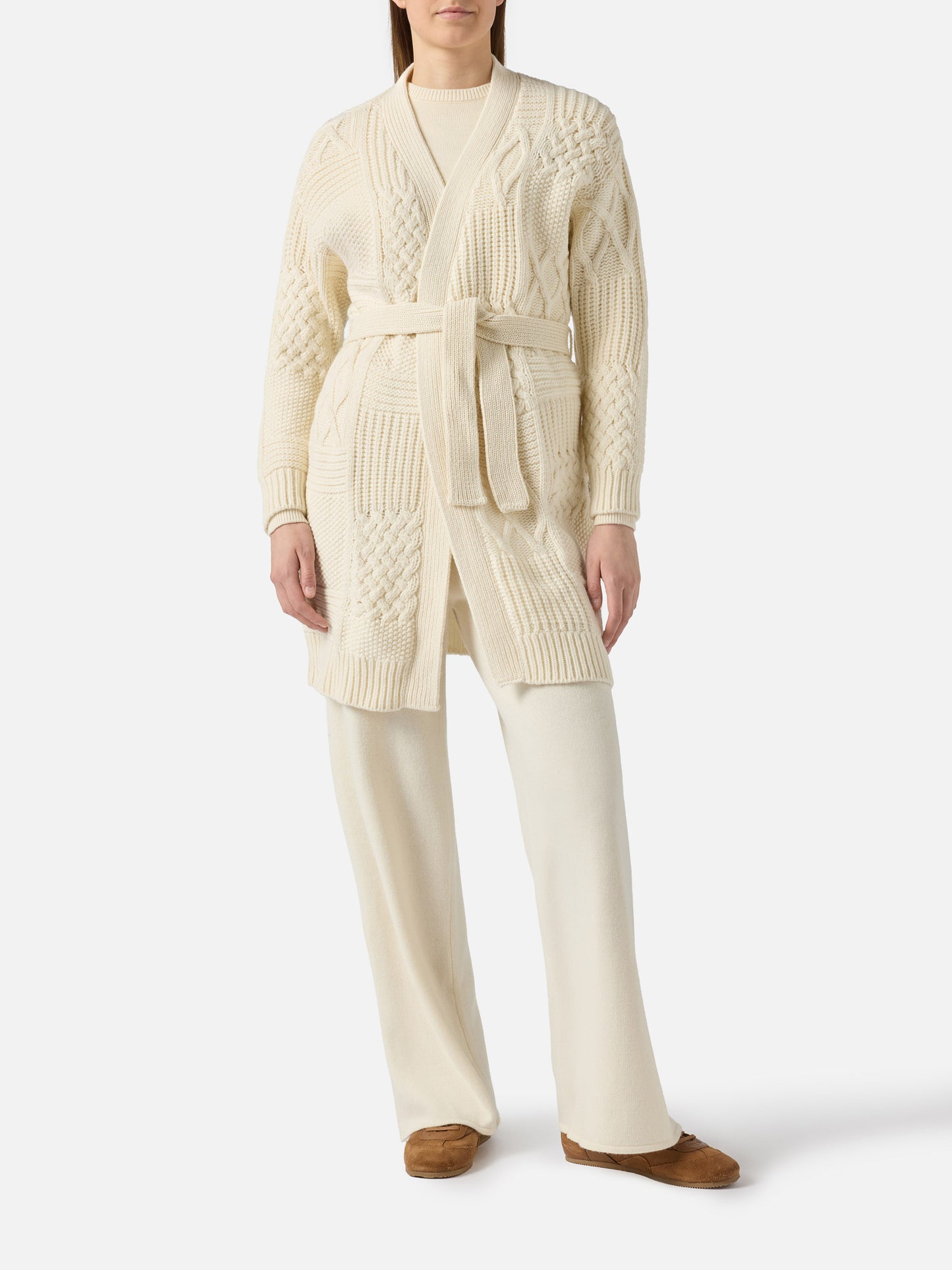 Maxi-Cardigan Daba mit Stickerei und Gürtel