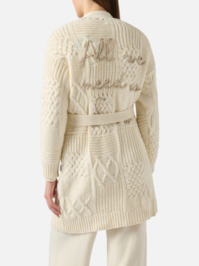 Maxi-Cardigan Daba mit Stickerei und Gürtel