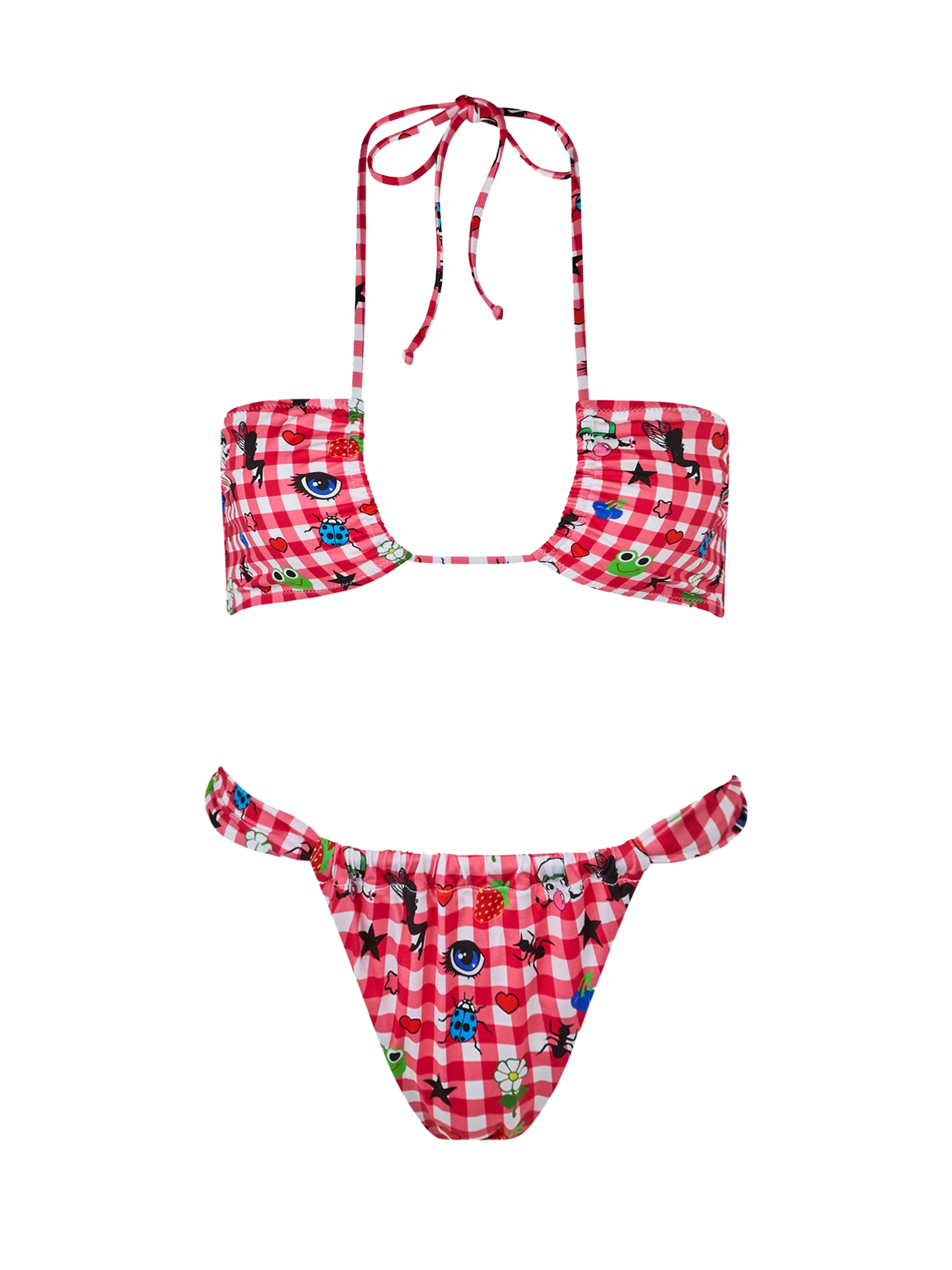 Bikini bandeau femme Dahelle à carreaux vichy et imprimé fantaisie | BEEPY BELLA SPECIAL EDITION 