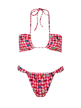 Bikini bandeau femme Dahelle à carreaux vichy et imprimé fantaisie | BEEPY BELLA SPECIAL EDITION 