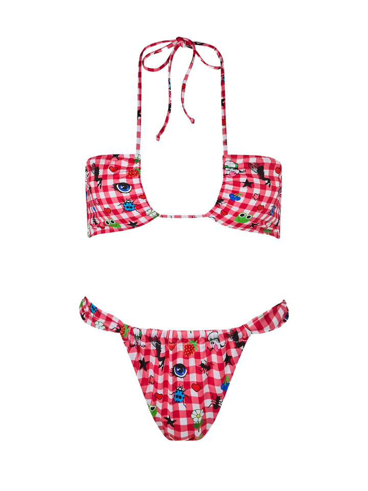 Women beandeau bikini Dahelle with gingham and fancy print | BEEPY BELLA SPECIAL EDITION