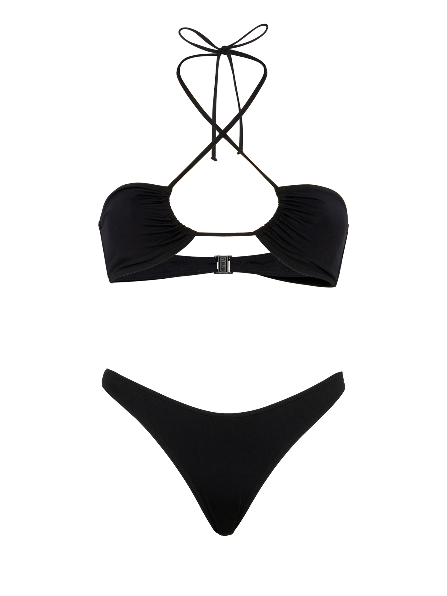 Bikini negro Dahlia Lido con top bandeau y braguita clásica 