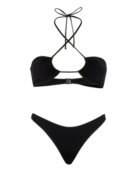 Bikini negro Dahlia Lido con top bandeau y braguita clásica 