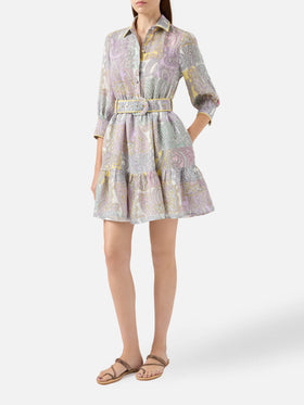 Kurzes Kleid von Daisi Linen mit Paisley-Muster