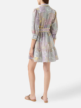 Kurzes Kleid von Daisi Linen mit Paisley-Muster