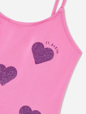 Maillot de bain une-pièce Dancer avec volant en tulle et cœurs pailletés 