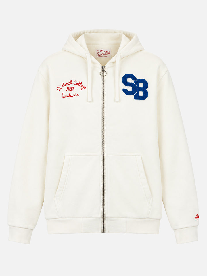 Sweat-shirt blanc Danny avec patch et broderie 
