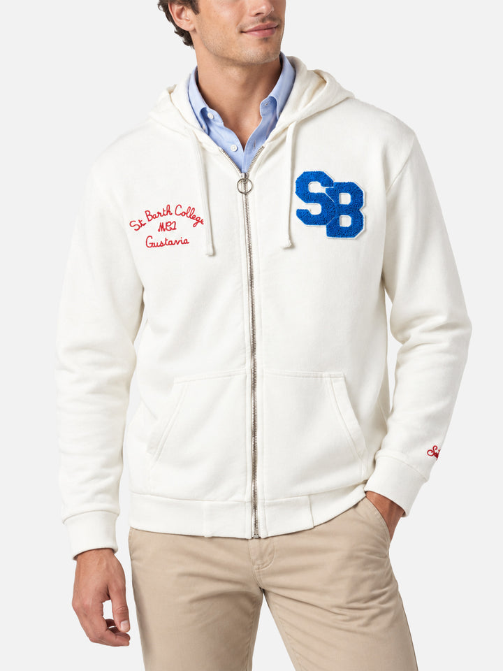 Sweat-shirt blanc Danny avec patch et broderie 
