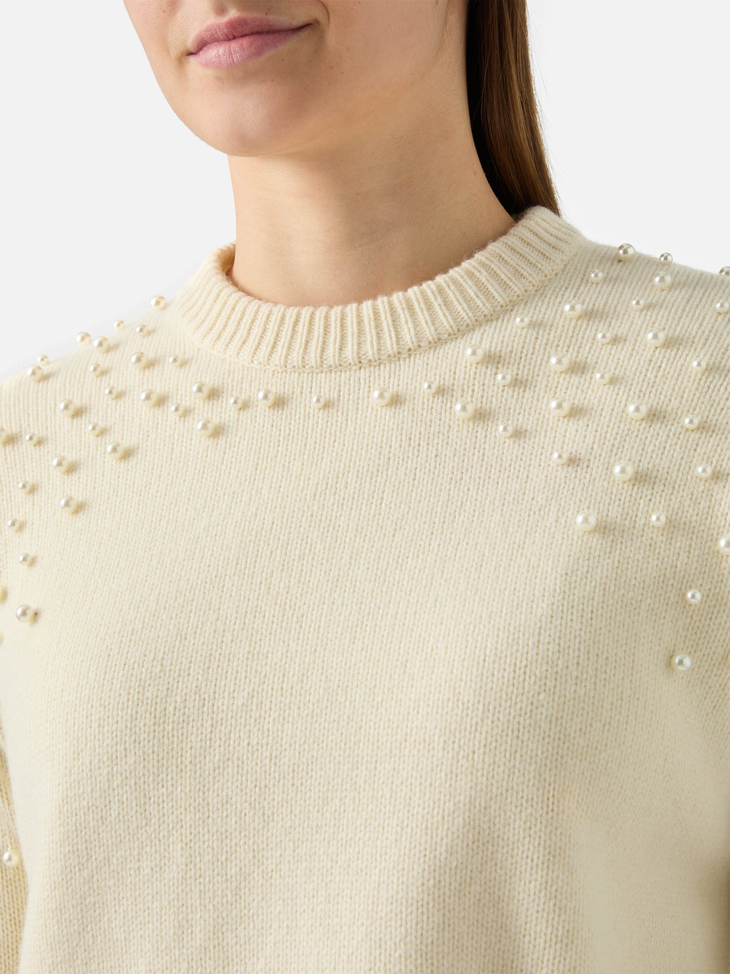 Danya-Pullover aus Wollmischung mit Perlenapplikationen