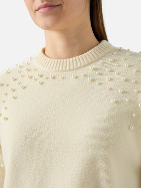 Danya-Pullover aus Wollmischung mit Perlenapplikationen
