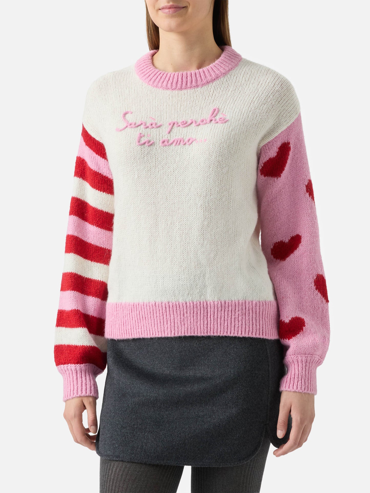 Maglione Danya in alpaca con ricamo Sarà perchè ti amo