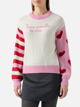 Maglione Danya in alpaca con ricamo Sarà perchè ti amo