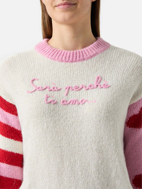 Maglione Danya in alpaca con ricamo Sarà perchè ti amo
