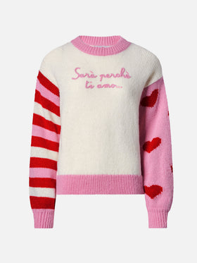 Maglione Danya in alpaca con ricamo Sarà perchè ti amo