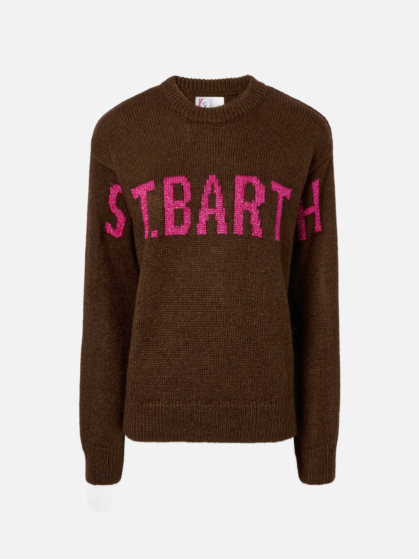 Maglione Danya in misto alpaca marrone con jacquard St. Barth