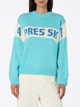 Woman light blue sweater Danya with Apres ski print - MC2 Saint Barth