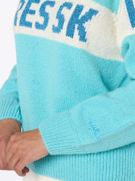 Woman light blue sweater Danya with Apres ski print - MC2 Saint Barth