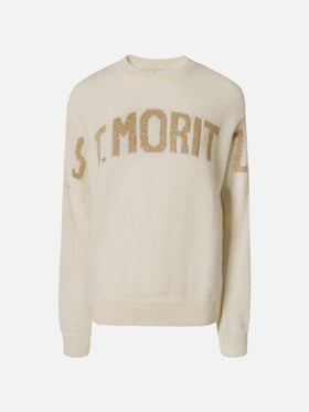 Danya alpaca-blend sweater in white with St. Moritz jacquard