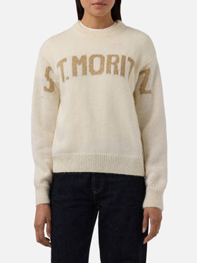 Danya alpaca-blend sweater in white with St. Moritz jacquard