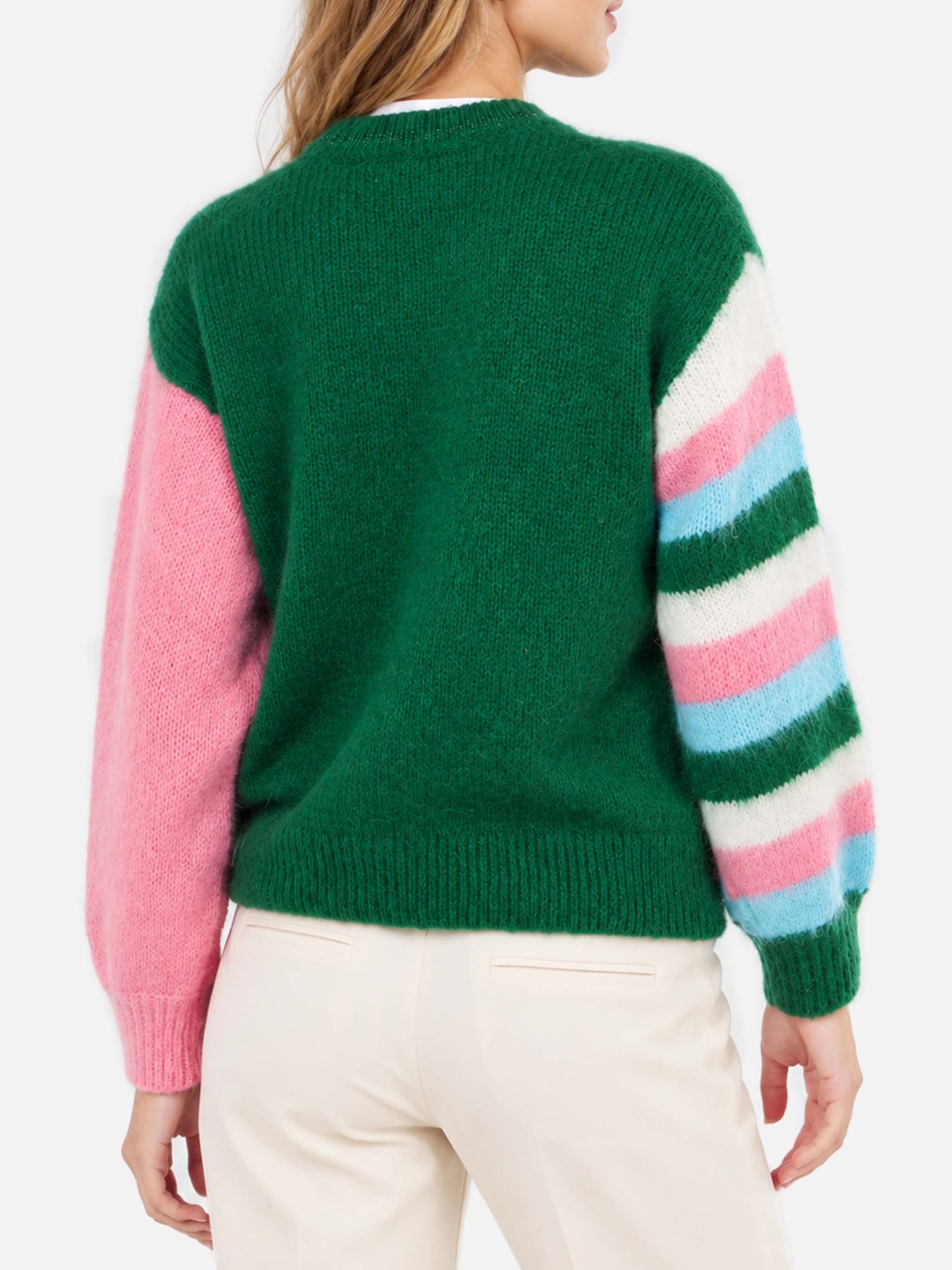 Grüner Danya Soft Boxy-Pullover mit Stickerei 