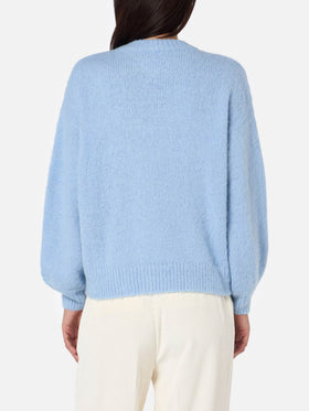 Pull en maille brossée avec détails nuages 