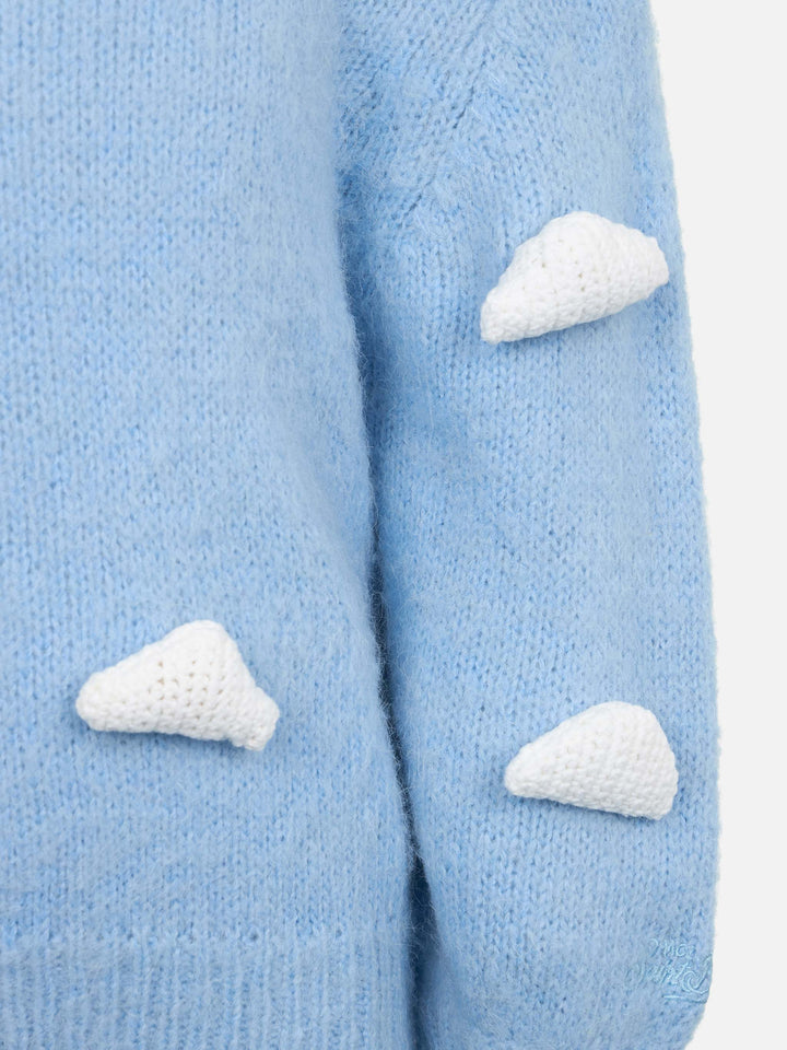 Girl boxy shape soft sweater Danya Jr with crochet cloud 3D patches - MC2 Saint Barth