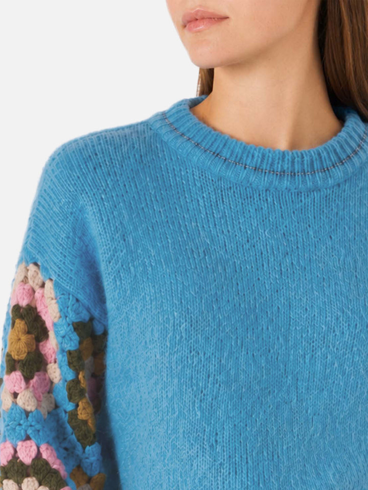 Danya Soft Crochet light blue sweater