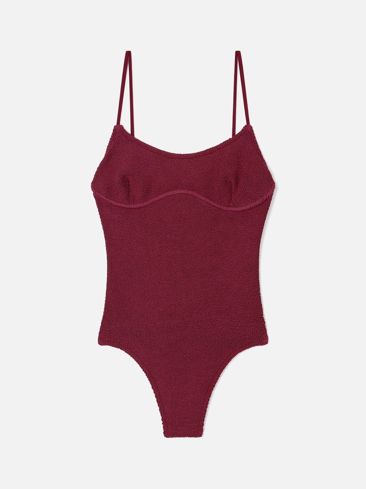 Maillot de bain une pièce Dara en tissu crinkle bordeaux 