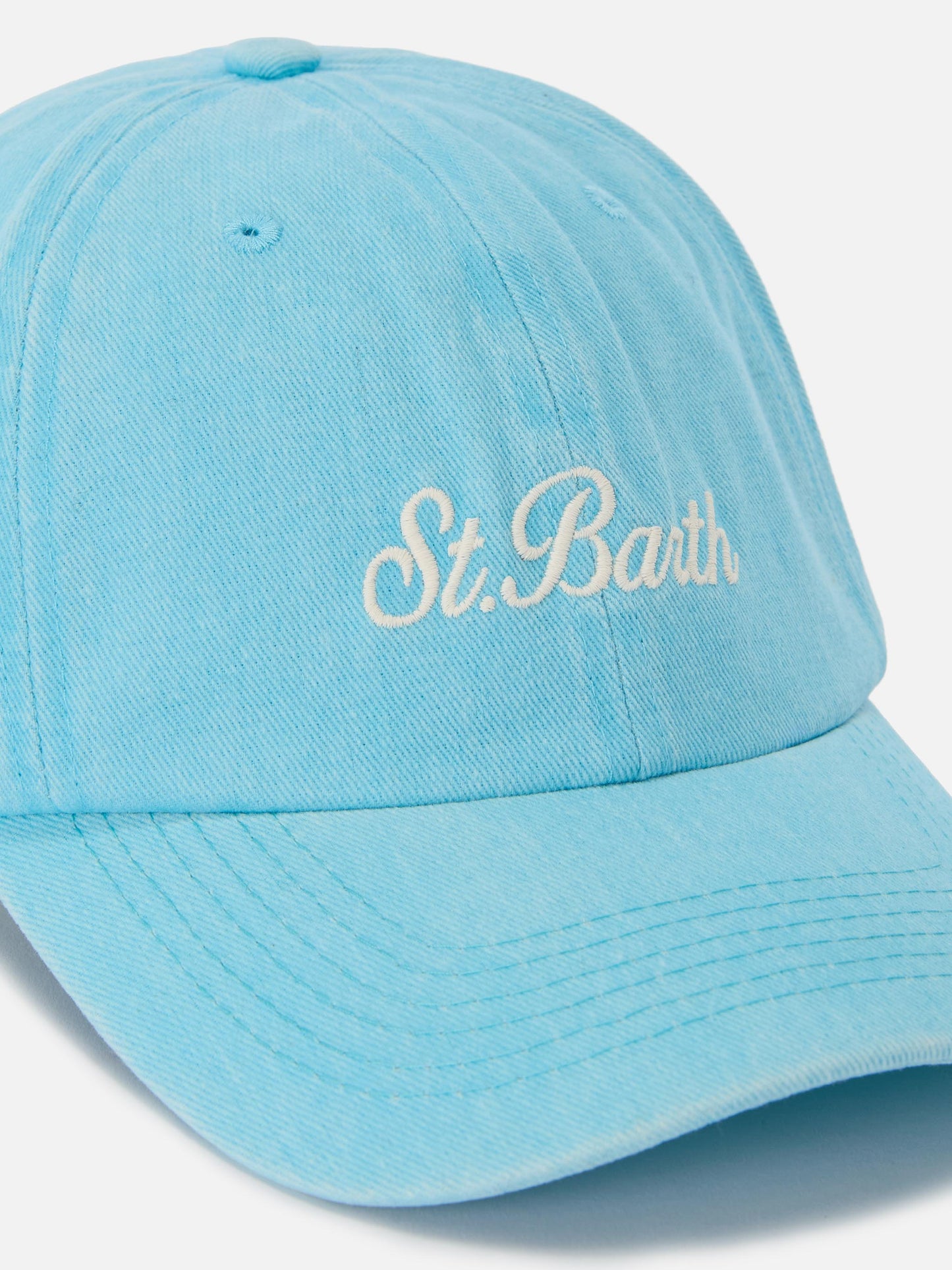 Casquette de baseball Davis en coton bleu clair avec logo brodé 