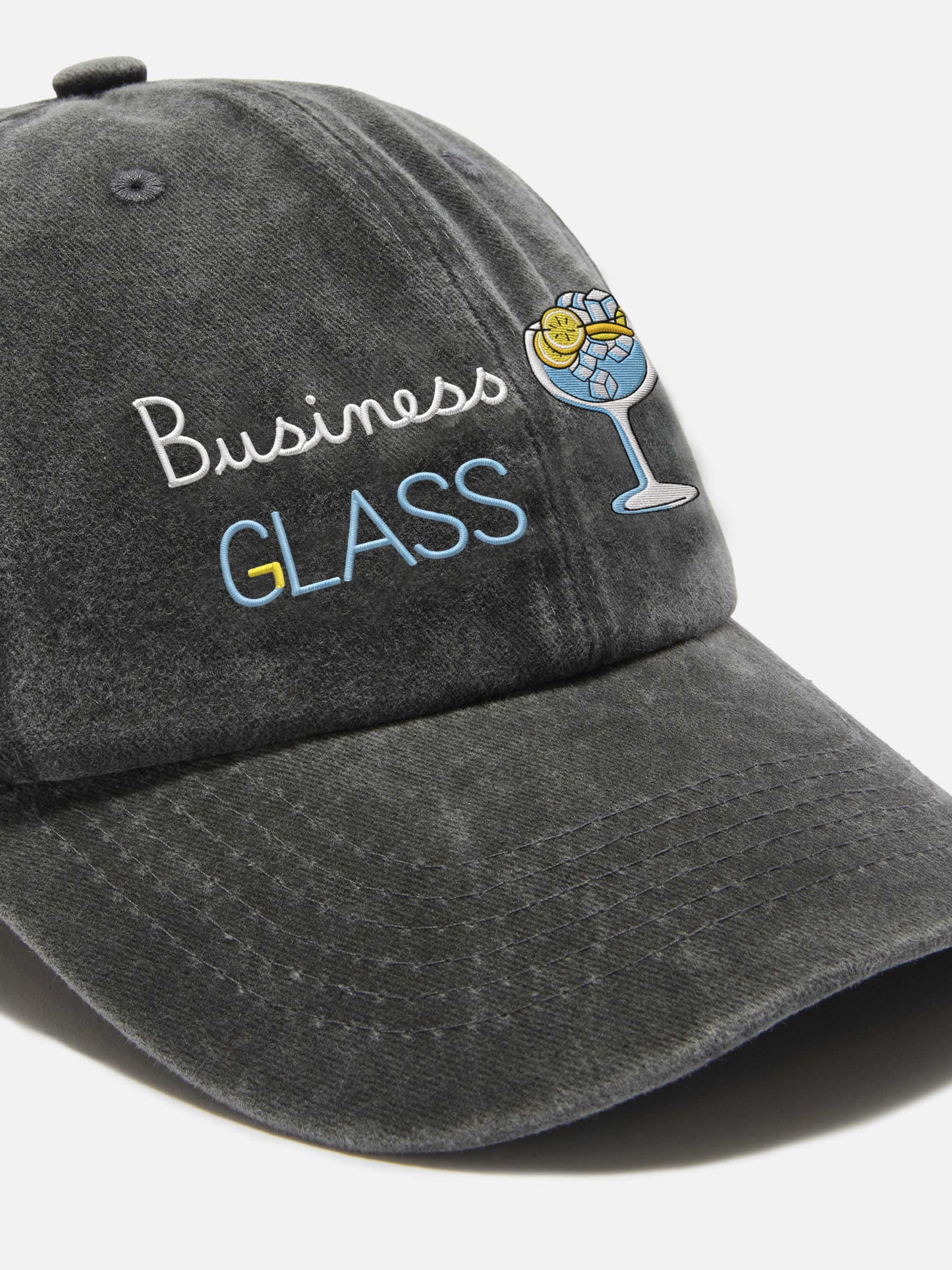 Gorra Davis denim baseball en negro con bordado Business glass 