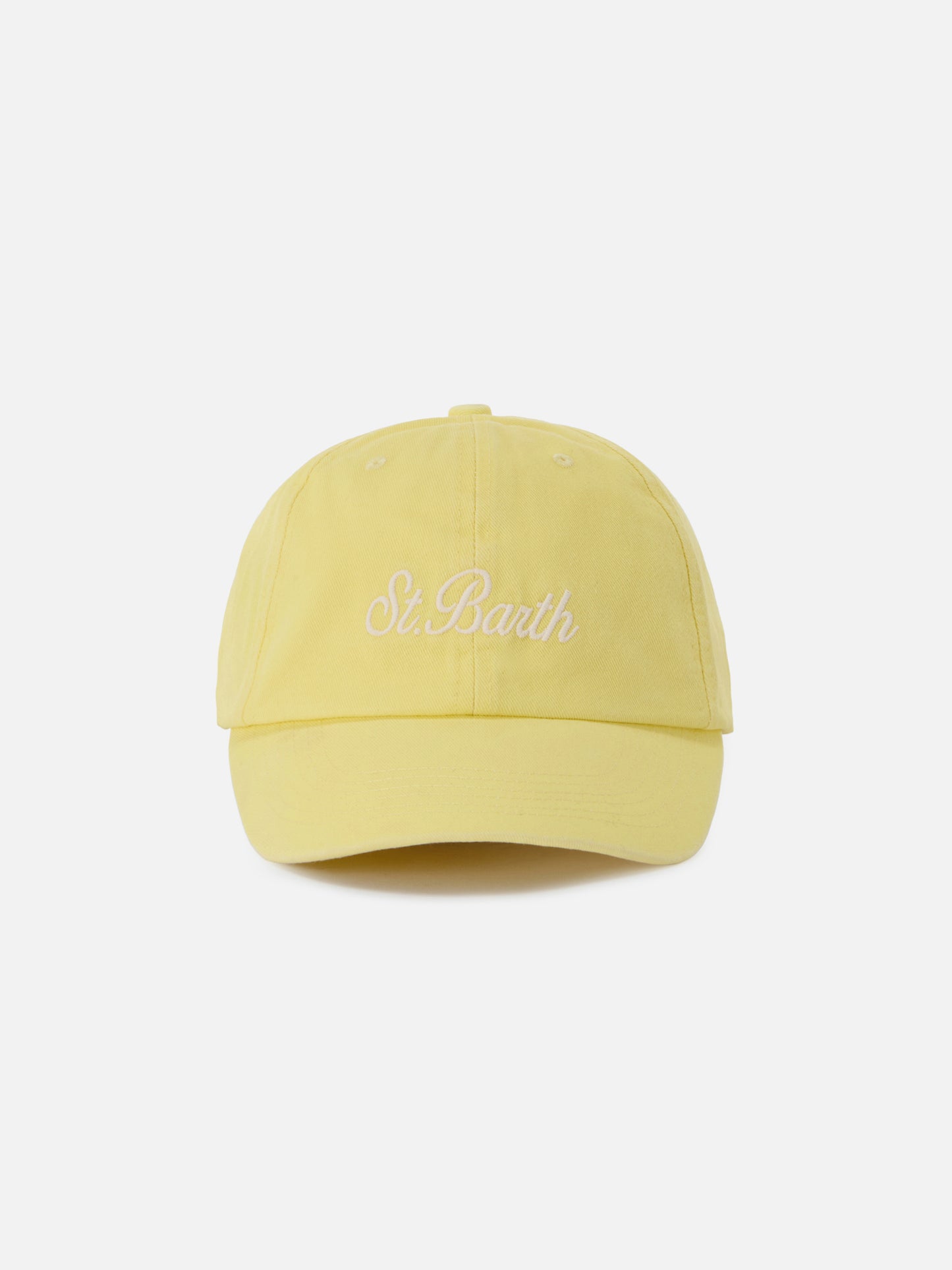 Casquette de baseball Davis en coton jaune clair avec logo brodé 